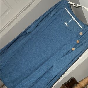 NWT Blue Long Sleeve Top with Button Detail